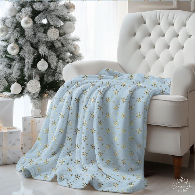 Personalized Blue Gold Stars Sherpa Blanket (Creator Uploaded)
