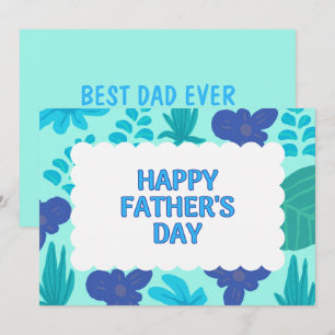 Personalized Blue Green Botanical Father's Day Card