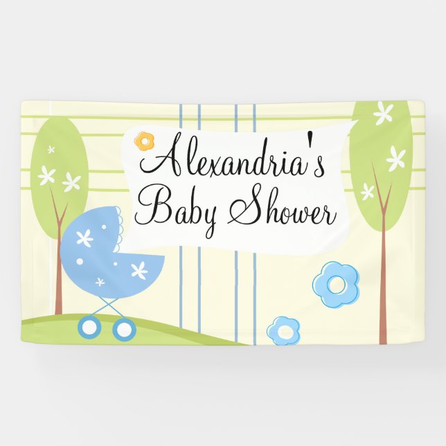 Personalized Blue Green Boy Baby Shower Banner (Horizontal)