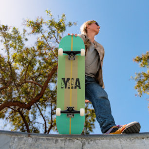 Personalized Blue Green Gold Skateboard