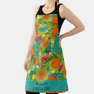 Personalized Blue & Green Orange Pharmacy Apron