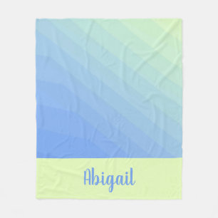Personalized Blue Green Yellow Ombre Gradient Fleece Blanket