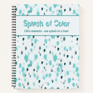 Personalized Blue, Grey Abstract Splash of Colour Notebook