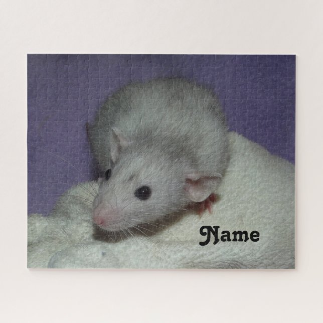 Personalized Blue Grey Dumbo Pet Rat Jigsaw Puzzle (Horizontal)