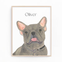Personalized Blue Grey Frenchie French Bulldog Art