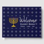 Personalized Blue HANUKKAH Welcome Guest Book<br><div class="desc">Personalized Blue HANUKKAH Welcome Guest Book with Star of David all-over pattern. Keep the memories of your special gatherings alive by collecting your guests' thoughts in this subtly stylish dark blue and grey Hanukkah Guest Book. The placeholder text is CUSTOMIZABEL, so you can change the description, eg. to your family...</div>