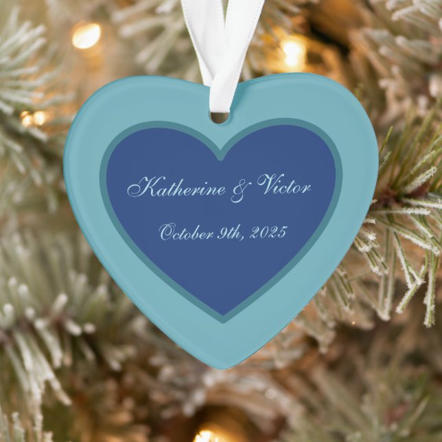 Personalized Blue Heart Ornament  (Tree)