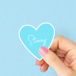 Personalized Blue Heart Sticker