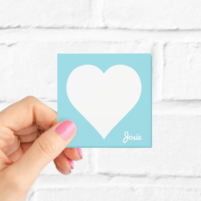 Personalized Blue Heart Sticky Notes (Creator Uploaded)