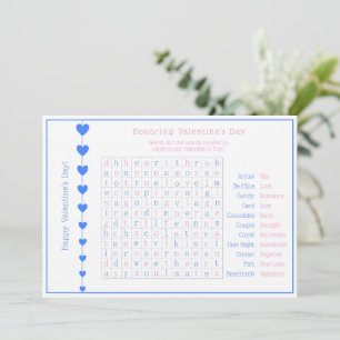 Personalized Blue Hearts Valentine's Day Puzzle Holiday Card