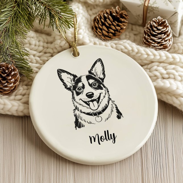 Personalized Blue Heeler Dog Christmas Ceramic Ornament (Creator Uploaded)