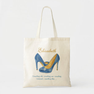 Personalized Blue Heels Bridesmaid Tote Bag