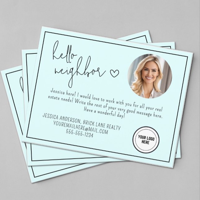 Personalized Blue Hello Neighbour Real Estate  Postcard (Creator Uploaded)