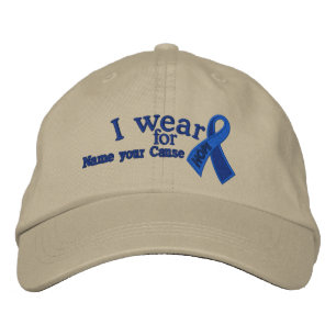 Personalized Blue Hope Ribbon Awareness Your Text Embroidered Hat