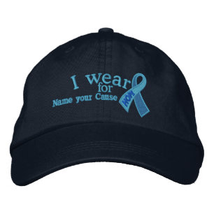 Personalized Blue Hope Ribbon Awareness Your Text Embroidered Hat