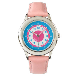 Personalized Blue & Hot Pink Girls Educational Watch