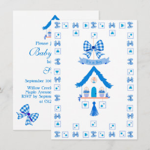 Personalized Blue House It's a Boy Baby Shower Invitation