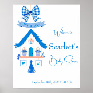 Personalized Blue House It's a Boy Baby Shower Poster