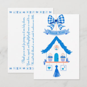 Personalized Blue House Thank You Baby Shower Card