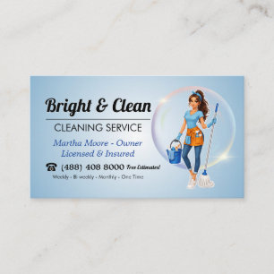 Personalized Blue Housekeeper Cleaning Service Business Card