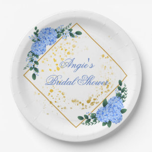 Personalized Blue Hydrangea Paper Plate