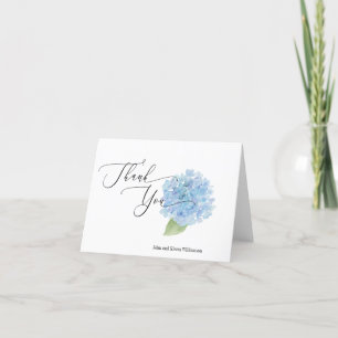 Personalized Blue Hydrangea Watercolor Thank You Card