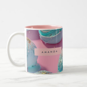Personalized Blue Ice Cream Glitter Pattern Two-Tone Coffee Mug