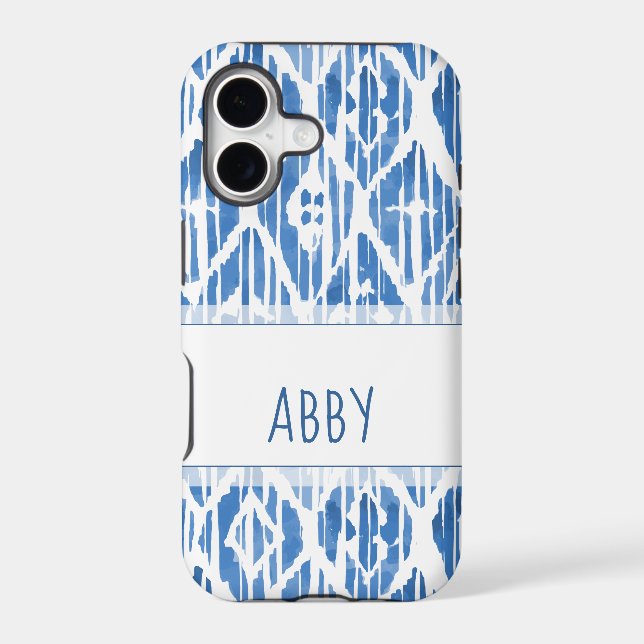 Personalized Blue Ikat Pattern (Back)