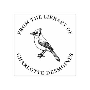 Personalized Blue Jay Book Stamp Custom Ex Libris