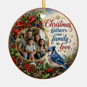 Personalized Blue Jay Family Photo Ornament