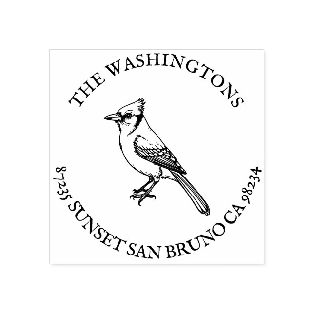 Personalized Blue Jay Return Address Stamp Name (Imprint)