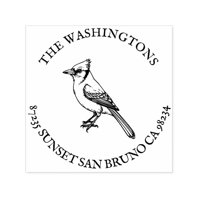 Personalized Blue Jay Return Address Stamp Name (Design)