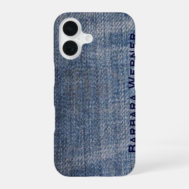 personalized blue jeans iPhone 16 case (Back)