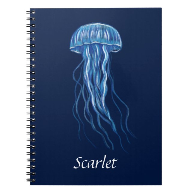 Personalized Blue Jellyfish illustration design  Notebook (Front)