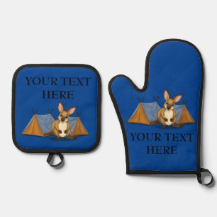 Personalized Blue Kangaroo Camping Tent Oven Mitt & Pot Holder Set