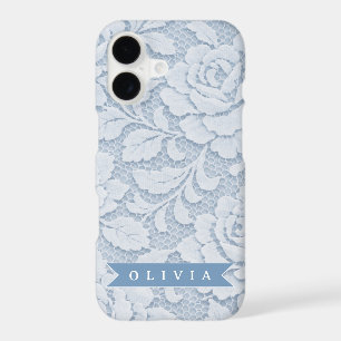 Personalized Blue Lace Floral Elegant Romantic