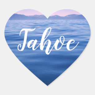 Personalized Blue Lake Tahoe Water Photo Heart Sticker