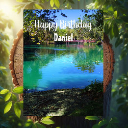 Personalized Blue Lake Tall Trees Jumbo Birthday
