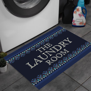 Personalized Blue Laundry Room Sign Doormat