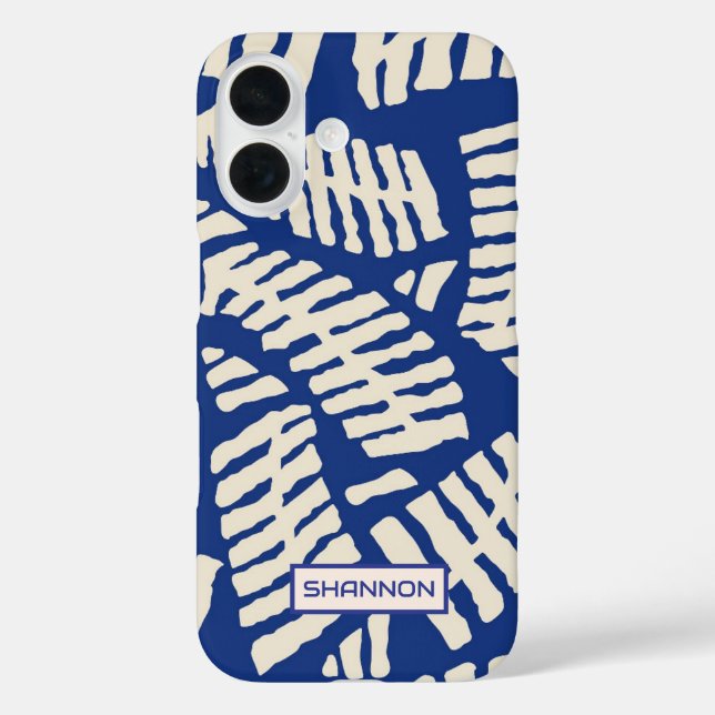Personalized Blue Leaf Pattern iPhone Case (Back)