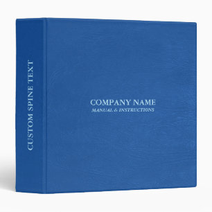 Personalized Blue Leather Texture Gold Typography Binder