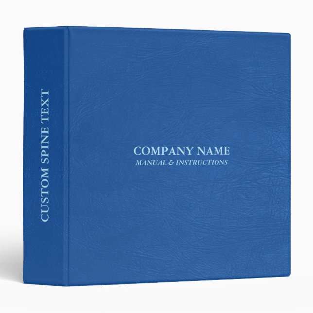 Personalized Blue Leather Texture Gold Typography Binder (Front/Spine)