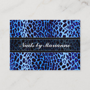 Personalized Blue Leopard Animal Print Business Card