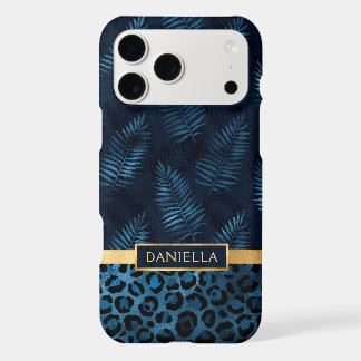 Personalized Blue Leopard Print Tropical Floral