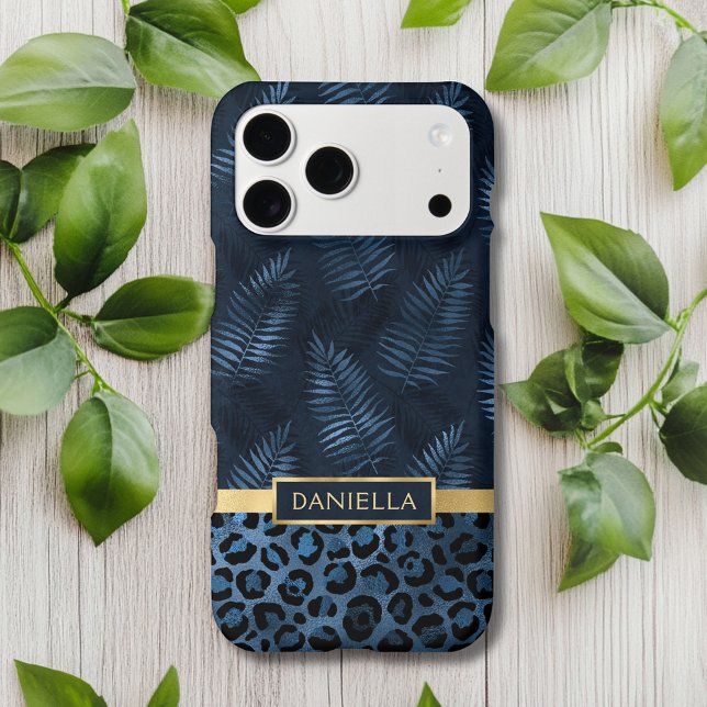 Personalized Blue Leopard Print Tropical Floral (Creator Uploaded)