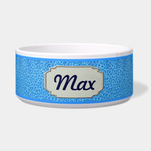 Personalized Blue Leopard Skin Pet Bowl
