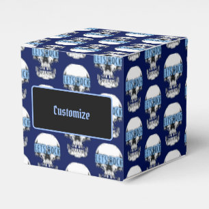Personalized Blue Let's Rock Skull Favor Box