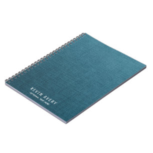 Personalized Blue Linen Texture Notebook