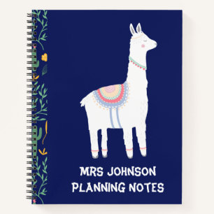 Personalized Blue Llama Teacher Planning Notebook