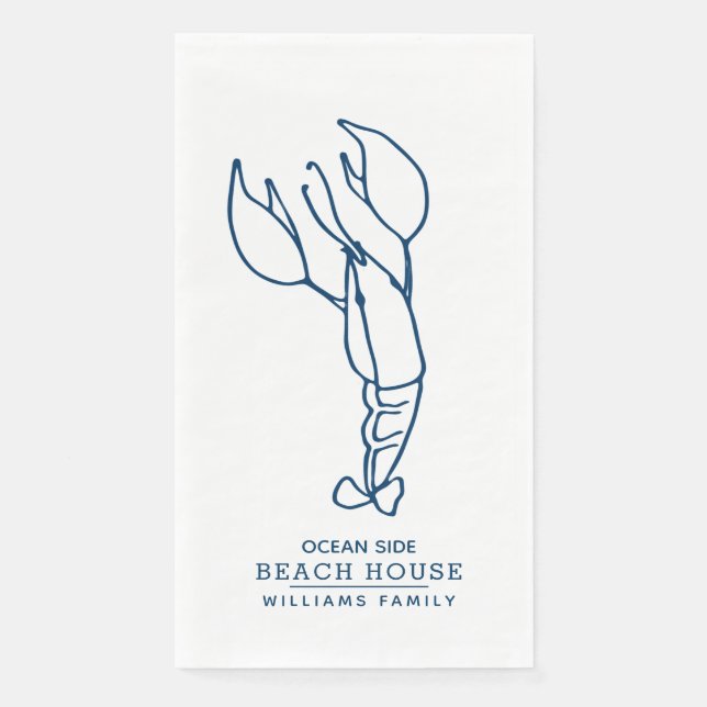 Personalized Blue Lobster - Beach House  Napkin (Front)